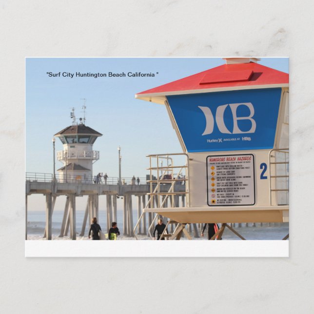 Surf City Huntington Beach California Postkarte (Vorderseite)