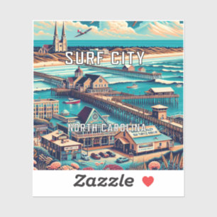 Surf City North Carolina 3 Zoll Vinyl Sticker