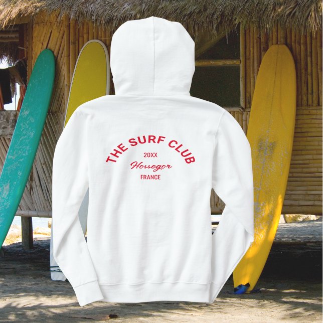 Surf Club Custom Red Wappen Surfer Frauen Hoodie (Von Creator hochgeladen)