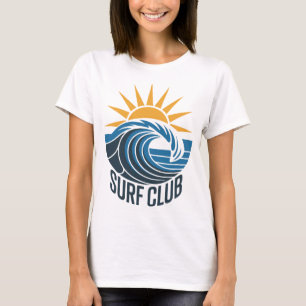 Surf Club Retro-Ozeanwelle Sonnen Sommer Surfen Ku T-Shirt