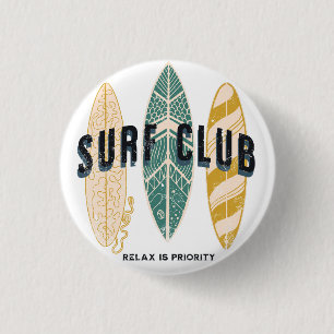 Surf Club Sommer Strandurlaub Lustig Retro Button