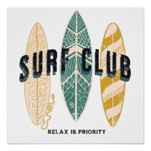 Surf Club Sommer Strandurlaub Lustig Vintage Poster