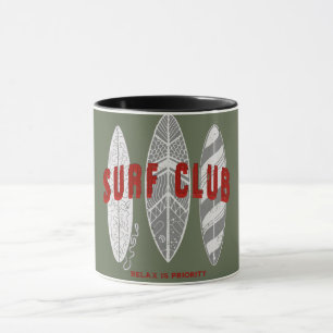 Surf Club Sommer Strandurlaub Lustig Vintage Tasse