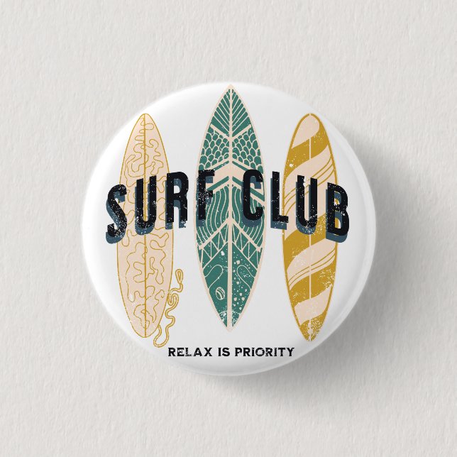 Surf Club Summer Beach Urlaub Vintag Button (Vorderseite)