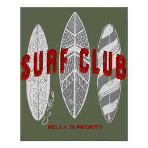 Surf Club Summer Beach Urlaub Vintag Poster