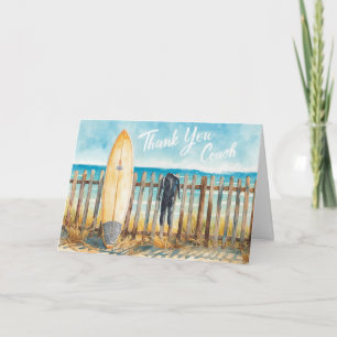 Surf-Coach Dankeschön-Postkarte   Küsten-Surfbrett Dankeskarte
