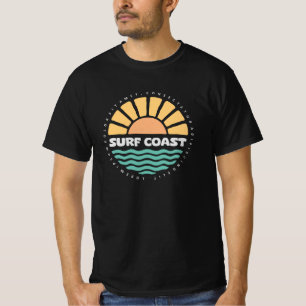 Surf Coast Vintage Sonnenuntergang Strand Retro De T-Shirt