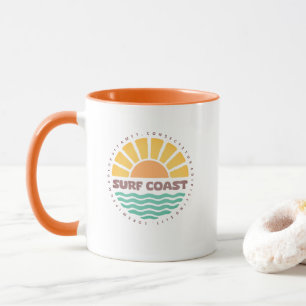 Surf Coast Vintage Sonnenuntergang Strand Retro De Tasse