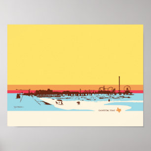 Surf Days - Galveston Island, Pleasure Pier Poster