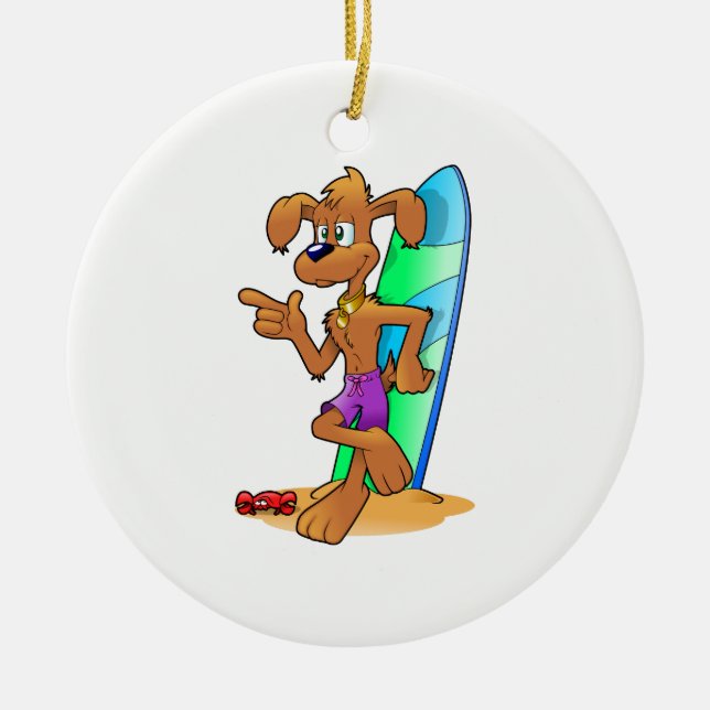 Surf Dog Keramikornament (Vorne)