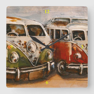 Surf dude Campervans. Quadratische Wanduhr