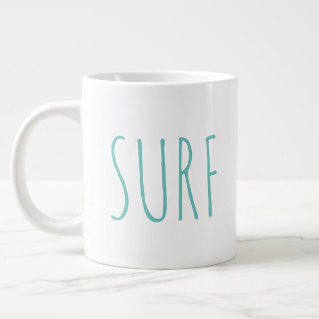 "Surf" Einfaches modernes Bauernhaus Jumbo-Tasse (Links)