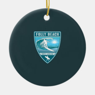 Surf Folly Beach South Carolina Keramik Ornament