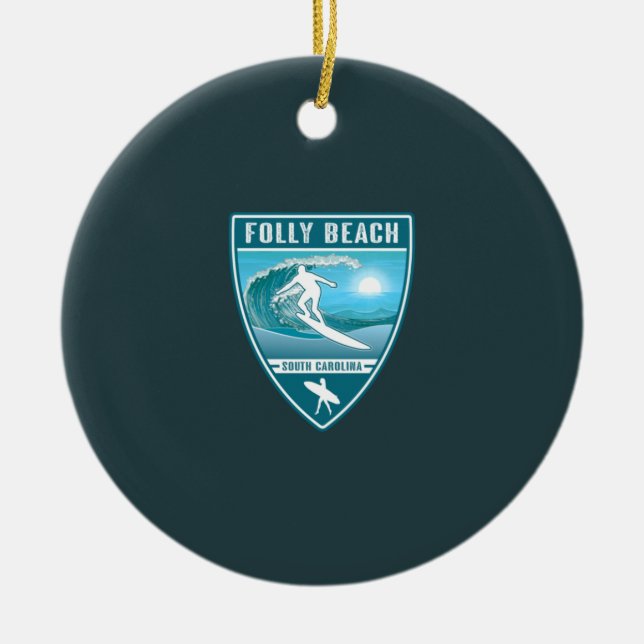 Surf Folly Beach South Carolina Keramik Ornament (Vorne)