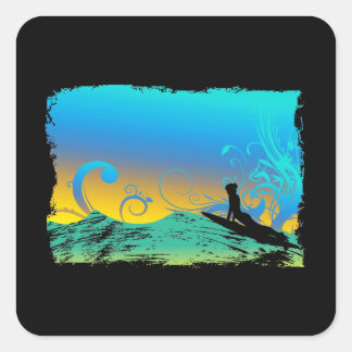Surf Girl Quadratischer Aufkleber