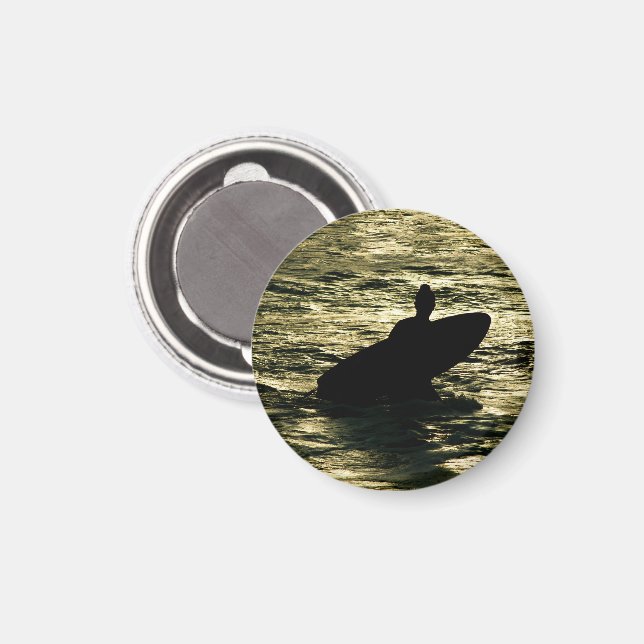 Surf Golden Hour Bali Round Magnet (Vorderseite/Rückseite)