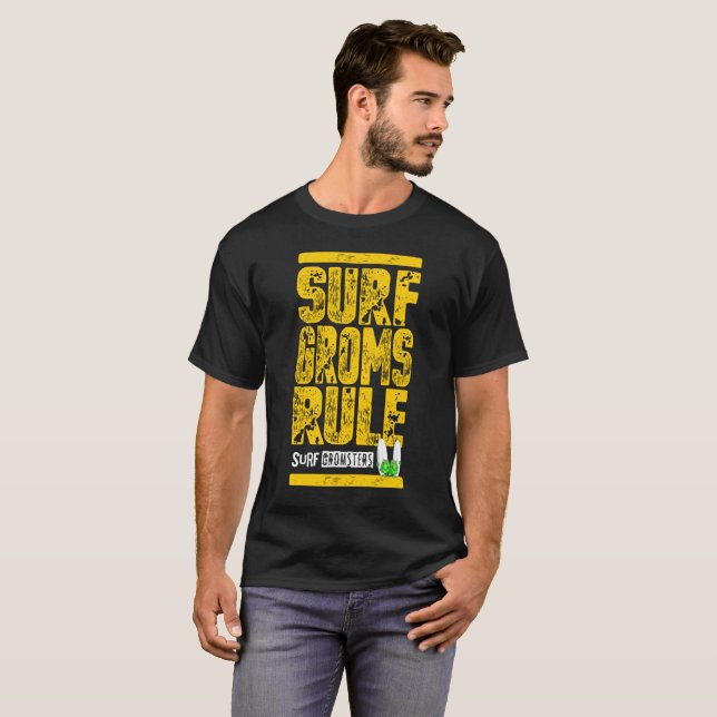 Surf Groms Rule!!! (gelber Single) T-Shirt (Vorne ganz)