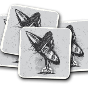 Surf Hawaii Surfer Sommer   Vintage Surfer Girls Getränkeuntersetzer