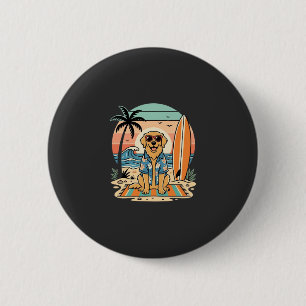 Surf-Hund Retro-Strand Sommer Button