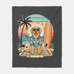 Surf-Hund Retro-Strand Sommer Fleecedecke