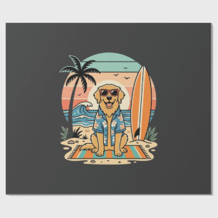 Surf-Hund Retro-Strand Sommer Geschenkpapier