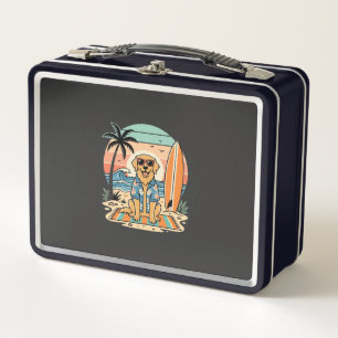 Surf-Hund Retro-Strand Sommer Metall Brotdose