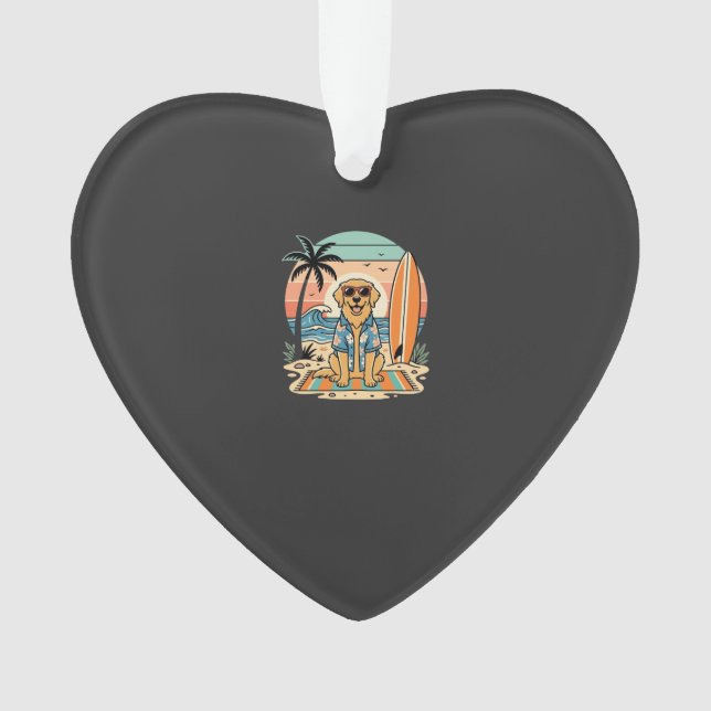 Surf-Hund Retro-Strand Sommer Ornament (Vorderseite)