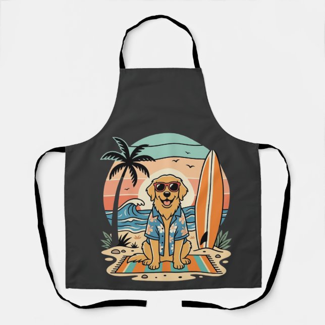 Surf-Hund Retro-Strand Sommer Schürze (Vorderseite)