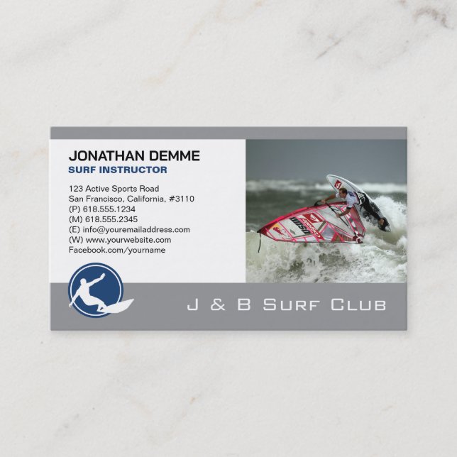 Surf-Instructor | Surfbret Aktive Erholung Visitenkarte (Vorderseite)