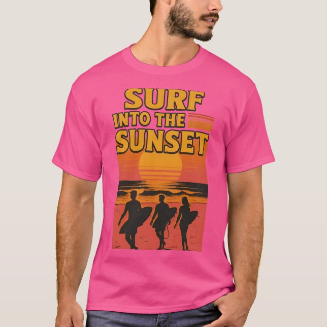 Surf Into the Sunset - Vintage Surfing t-shirt  (Vorderseite)