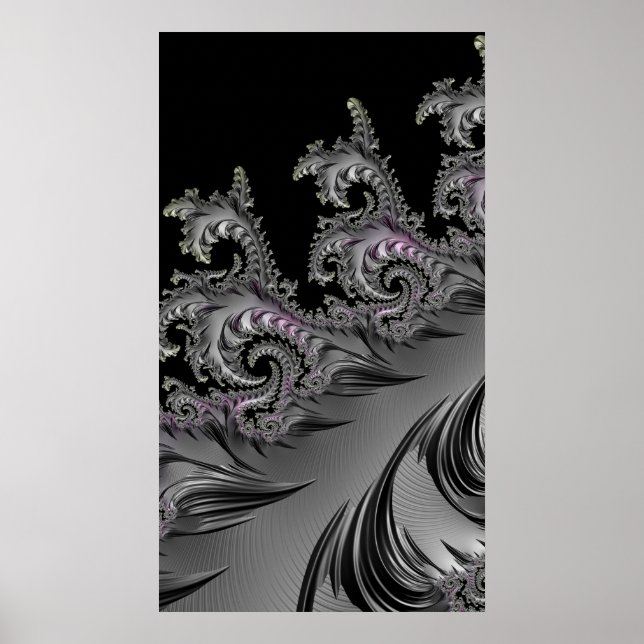 Surf ist auf! Gunmetal Gray Fraktal Abstact Art Poster (Vorne)