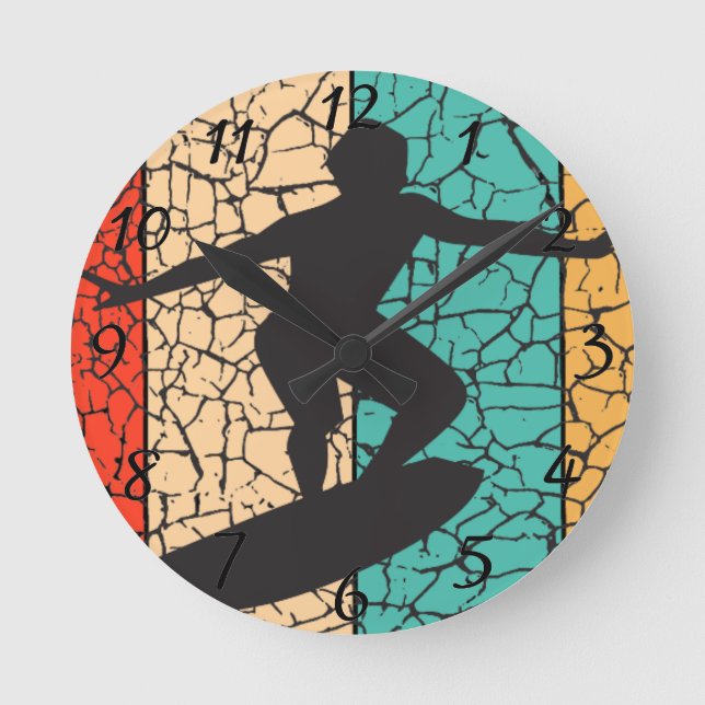 Surf Kalifornien Runde Wanduhr (Vorderseite)