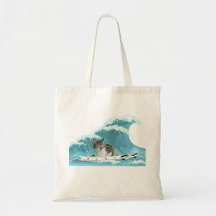 Surf Kitty Gray Tabby Reiten the Wave Tragetasche