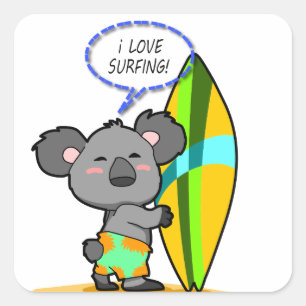 Surf Koala Bear Sticker