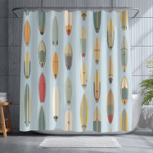 Surf Leben | Retro Küstenblauer Surfboard Druck