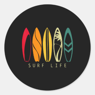 Surf Leben Vintage Surfen Retro Surfbrett Surfer Runder Aufkleber
