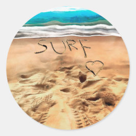 Surf Liebe. Runder Aufkleber