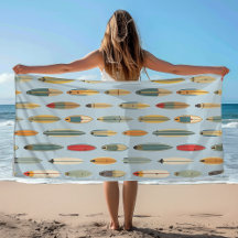 Surf Life Retro Coast Blue Surfboard Print Graphic