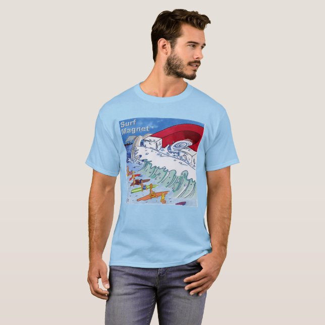 Surf Magnet Männer blauer T - Shirt (Vorne ganz)