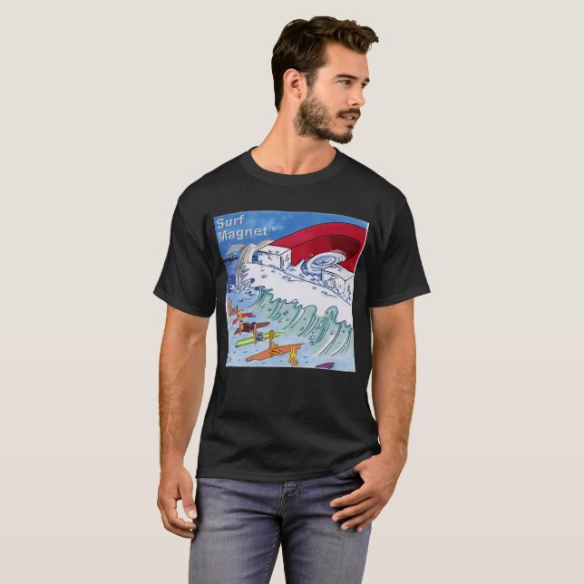 Surf Magnet Männer schwarzes T-Shirt (Vorne ganz)