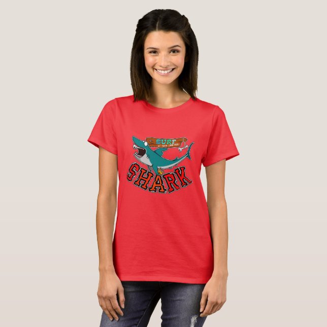 Surf mit Hai T-Shirt (Vorne ganz)
