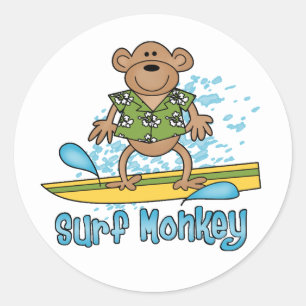 Surf Monkey Runder Aufkleber