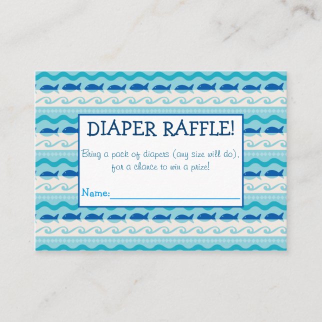 Surf 'N Fishies Diaper Raffle Tickets Begleitkarte (Vorderseite)