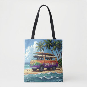 Surf oder Pleite Groovy Retro Hippie Surfer Strand