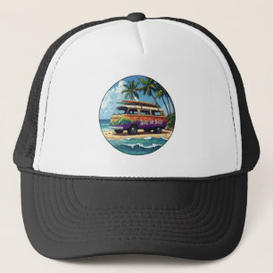 Surf oder Pleite Groovy Retro Hippie Surfer Strand Truckerkappe