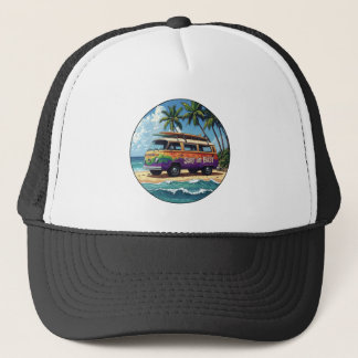 Surf oder Pleite Groovy Retro Hippie Surfer Strand Truckerkappe