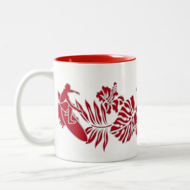 Surf Pareau Hawaiian Hibiskus Band Zweifarbige Tasse (Links)