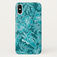 Surf Pareau Hawaiian Hibiskus Surfen Aquamarin