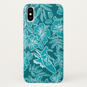 Surf Pareau Hawaiian Hibiskus Surfen Aquamarin iPhone X Hülle