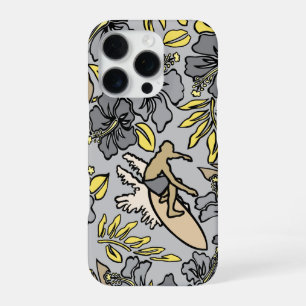 Surf Pareau Hawaiian Hibiskus Surfen Grau iPhone 16 Pro Hülle